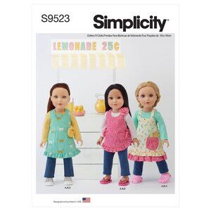Simplicity Sewing Pattern S9523 Doll Clothes 18" Jumper Apron Kitchen Baking